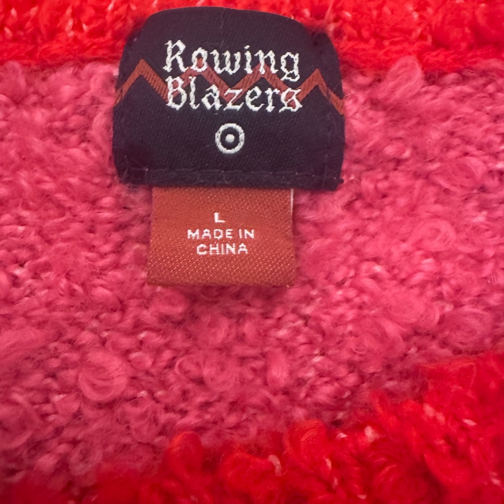 New Rowing Blazers x Target Adult Rugby Stripe Pink Red Sweater Size Large - Picture 2 of 3